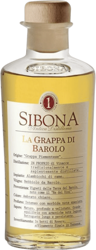 28,95 € Envio grátis | Aguardente Grappa Sibona D.O.C.G. Barolo Itália Garrafa Medium 50 cl