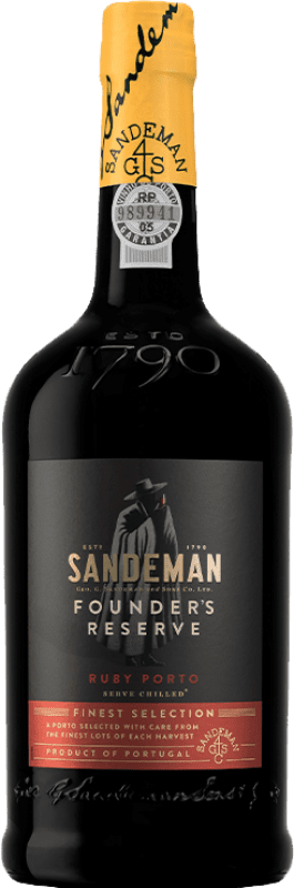 18,95 € 送料無料 | 強化ワイン Sandeman Porto Founder's Ruby 予約 I.G. Porto ポルト ポルトガル Tempranillo, Touriga Franca, Touriga Nacional, Tinta Amarela, Tinta Cão, Tinta Barroca ボトル 1 L