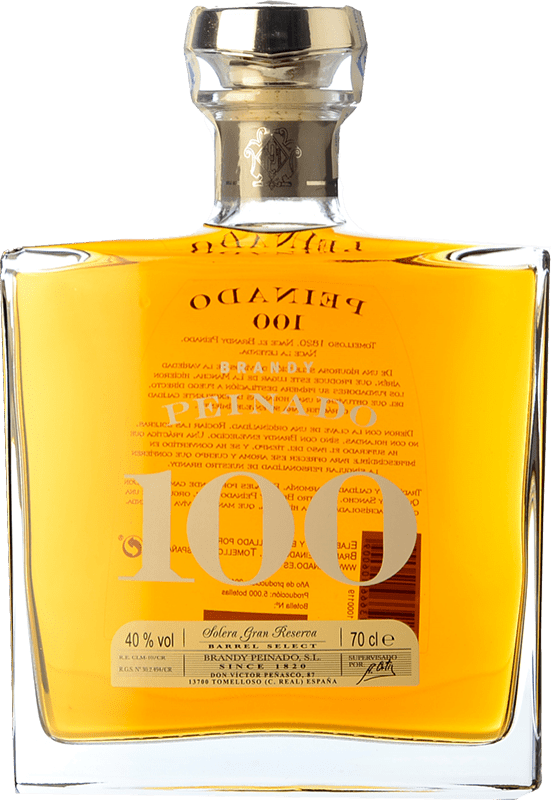 208,95 € Envio grátis | Brandy Conhaque Peinado Reserva Espanha 100 Anos Garrafa 70 cl