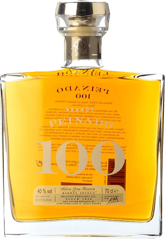 199,95 € Envío gratis | Brandy Peinado Reserva España 100 Años Botella 70 cl