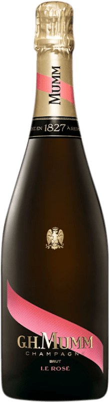 157,95 € 免费送货 | 桃红起泡酒 G.H. Mumm Cordon Rouge Brut — 起泡酒 干型 Rosé — 桃红葡萄酒 A.O.C. Champagne 香槟酒 法国 Pinot Noir — 黑皮诺, Chardonnay — 莎当妮, Pinot Meunier — 黑皮诺·莫尼耶 大瓶 — Magnum 1,5 L