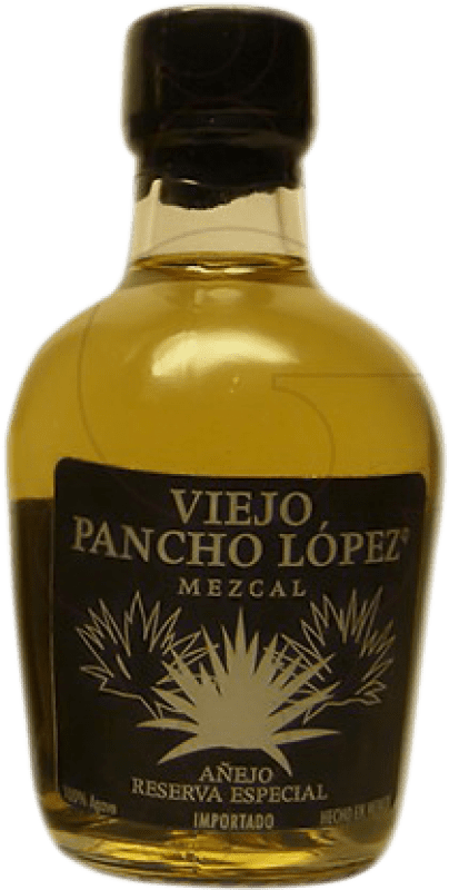 2,95 € Envio grátis | Mezcal Pancho López Añejo — Envelhecido, Viejo — Velho México Garrafinha Miniatura 5 cl