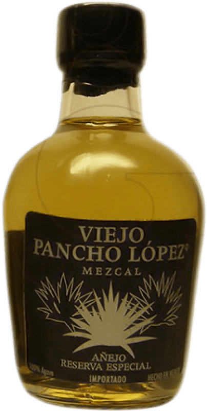 2,95 € Spedizione Gratuita | Mezcal Pancho López Añejo Viejo Messico Bottiglia Miniatura 5 cl