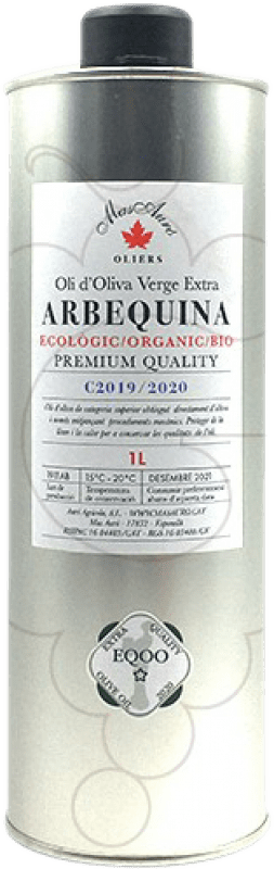 34,95 € Envío gratis | Aceite de Oliva Mas Auró Virgen Extra Ecológico Organic D.O. Empordà Cataluña España Arbequina Botella 1 L