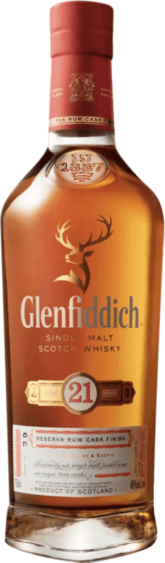 253,95 € Free Shipping | Whisky Single Malt Glenfiddich Rum Cask Speyside United Kingdom 21 Years Bottle 70 cl