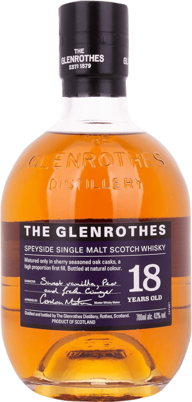 167,95 € Envoi gratuit | Single Malt Whisky Glenrothes Speyside Royaume-Uni 18 Ans Bouteille 70 cl