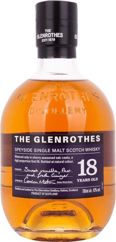 223,95 € Envio grátis | Whisky Single Malt Glenrothes Speyside Reino Unido 18 Anos Garrafa 70 cl