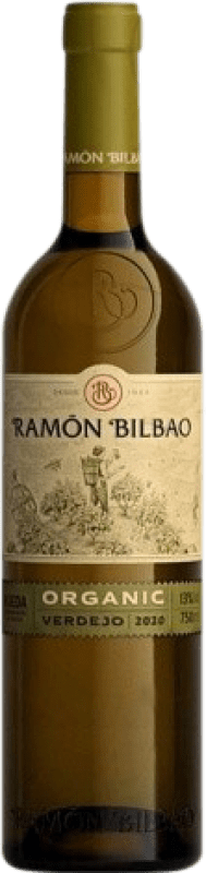 16,95 € Envío gratis | Vino blanco Ramón Bilbao Blanc Organic Joven D.O. Rueda Castilla y León España Verdejo Botella 75 cl