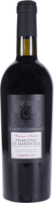 15,95 € Spedizione Gratuita | Vino rosso Conte di Campiano Giovane D.O.C. Primitivo di Manduria Puglia Italia Zinfandel Bottiglia 75 cl