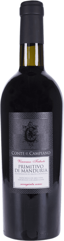 12,95 € Envío gratis | Vino tinto Conte di Campiano Joven D.O.C. Primitivo di Manduria Puglia Italia Zinfandel Botella 75 cl
