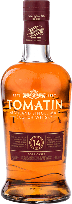 84,95 € Envío gratis | Whisky Single Malt Tomatin Port Cask Finish — Acabado en Barrica Highlands Reino Unido 14 Años Botella 70 cl