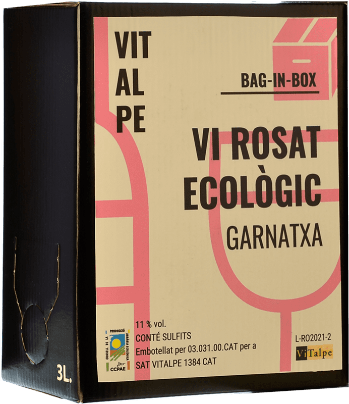 9,95 € 免费送货 | 桃红葡萄酒 Vitalpe Doll Diví 年轻的 西班牙 Garnacha — 歌海娜 Eco — 生态 有机 天然 Bag in Box — 盒中袋 3 L