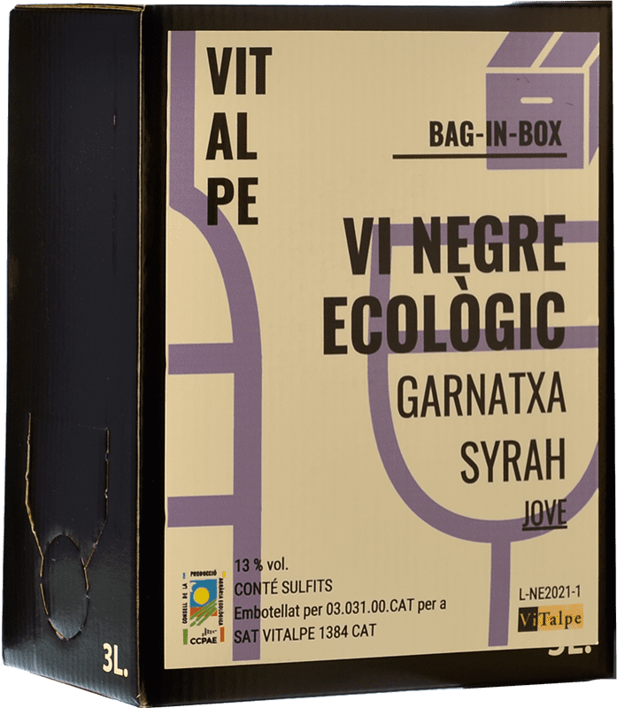 12,95 € Бесплатная доставка | Красное вино Vitalpe Doll Diví Garnatxa Syrah Испания Syrah, Grenache Bag in Box 3 L