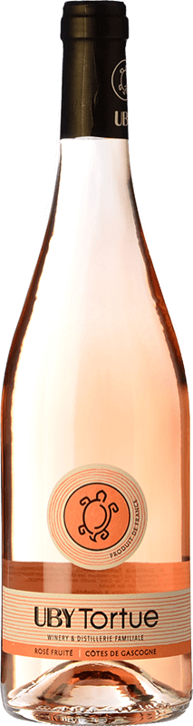 7,95 € Kostenloser Versand | Roséwein Domaine Uby Tortue Fruité Rosé Jung I.G.P. Vin de Pays Côtes de Gascogne Frankreich Merlot, Syrah, Cabernet Sauvignon, Cabernet Franc 75 cl