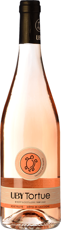 7,95 € 免费送货 | 玫瑰酒 Uby Tortue Rosé Fruité 年轻的 I.G.P. Vin de Pays Côtes de Gascogne 法国 Merlot, Syrah, Cabernet Sauvignon, Cabernet Franc 瓶子 75 cl
