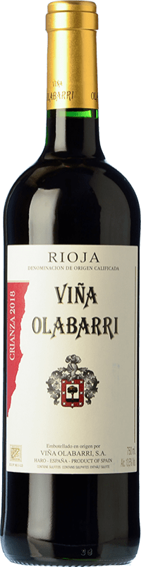 8,95 € Spedizione Gratuita | Vino rosso Olabarri Crianza D.O.Ca. Rioja La Rioja Spagna Tempranillo Bottiglia 75 cl