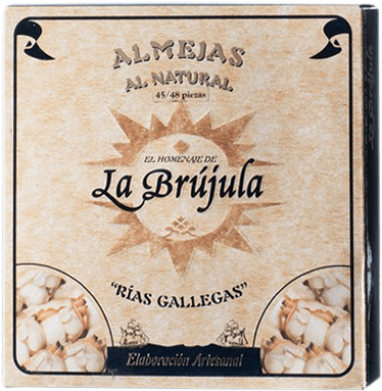 45,95 € Free Shipping | Conservas de Marisco La Brújula Almeja al Natural Spain 45/50 Pieces