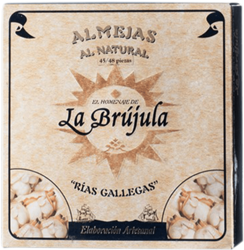 47,95 € Envío gratis | Conservas de Marisco La Brújula Almejas Natural España 45-50 Piezas