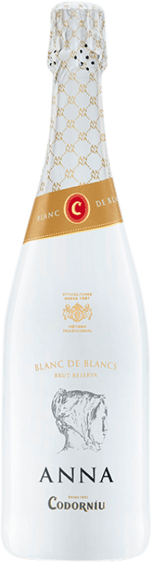 12,95 € Envío gratis | Espumoso blanco Codorníu Anna Blanc de Blancs Brut Reserva D.O. Cava Cataluña España Macabeo, Xarel·lo, Parellada Botella 75 cl