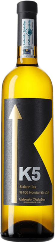 27,95 € Envío gratis | Vino blanco K5 Sobre Lías D.O. Getariako Txakolina País Vasco España Hondarribi Zuri Botella 75 cl