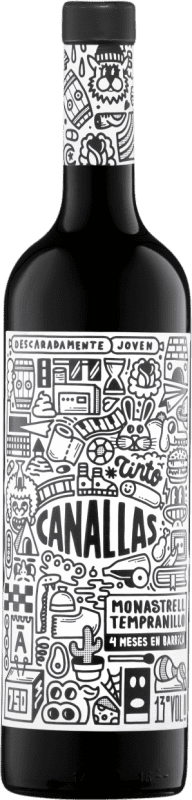 8,95 € Envío gratis | Vino tinto Antonio Arráez Canallas D.O. Valencia Comunidad Valenciana España Tempranillo, Monastrell Botella 75 cl