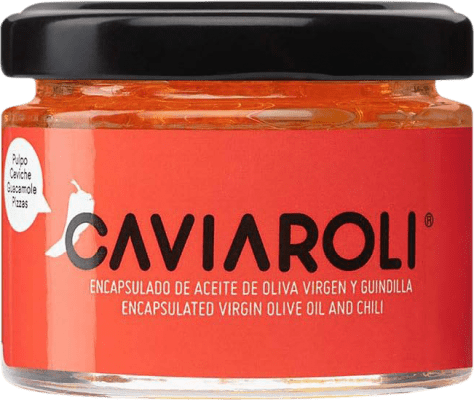 18,95 € Spedizione Gratuita | Conservas Vegetales Caviaroli Caviar de Aceite de Oliva Virgen Extra Encapsulado con Guindilla Spagna