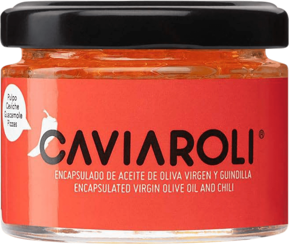 21,95 € Envío gratis | Conservas Vegetales Caviaroli Caviar de Aceite de Oliva Virgen Extra Encapsulado con Guindilla España