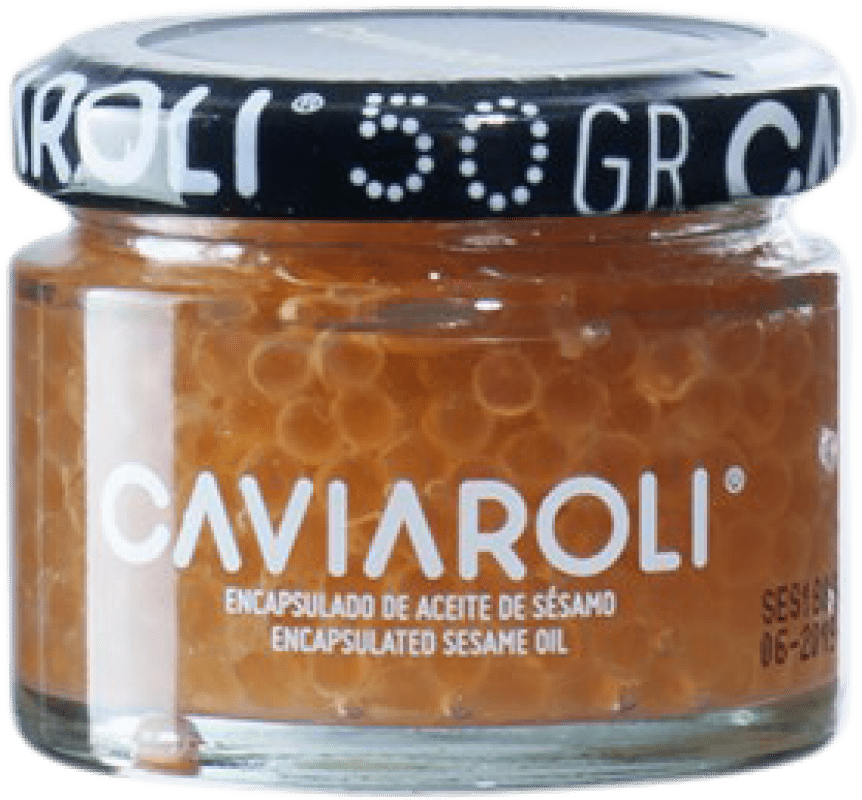 13,95 € Spedizione Gratuita | Conservas Vegetales Caviaroli Caviar de Aceite de Oliva Virgen Extra Encapsulado con Sésamo Spagna