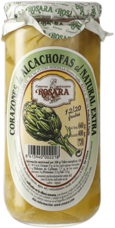 8,95 € Envio grátis | Conservas Vegetais Rosara Corazón de Alcachofa Espanha 15-20 Peças
