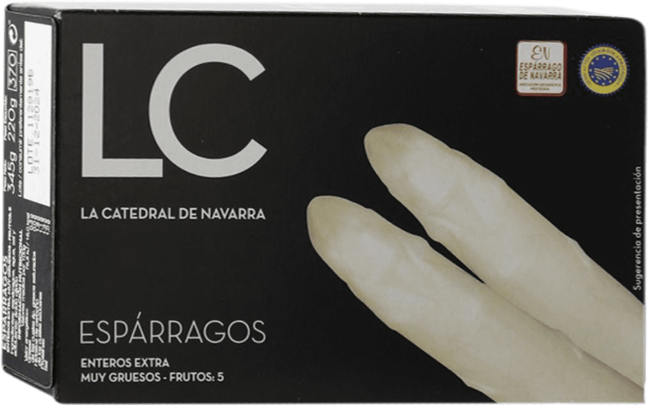 13,95 € Envio grátis | Conservas Vegetais La Catedral Espárragos Enteros Extra Espanha 5 Peças