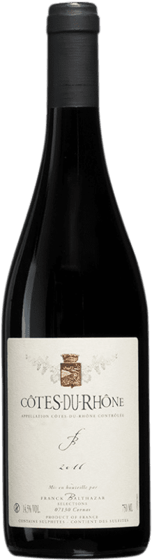 25,95 € Spedizione Gratuita | Vino Rosso Franck Balthazar A.O.C. Côtes du Rhône Francia Syrah, Garnacha — Grenache Bottiglia 75 cl