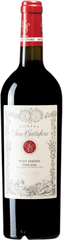 38,95 € Free Shipping | Red wine San Cristoforo I.G.T. Toscana Tuscany Italy Petit Verdot Bottle 75 cl