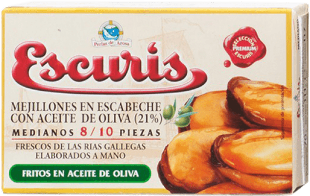 6,95 € Envoi gratuit | Conserves de Fruits de Mer Escurís Mejillón en Escabeche Espagne 8/10 Pièces
