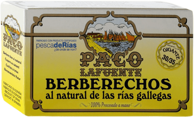 14,95 € Kostenloser Versand | Meeresfrüchtekonserven Conservera Gallega Paco Lafuente Berberechos Galizien Spanien 30/35 Stücke