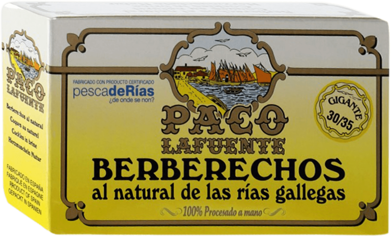 14,95 € 免费送货 | 海鲜罐头 Conservera Gallega Paco Lafuente Berberechos 加利西亚 西班牙 30-35 件