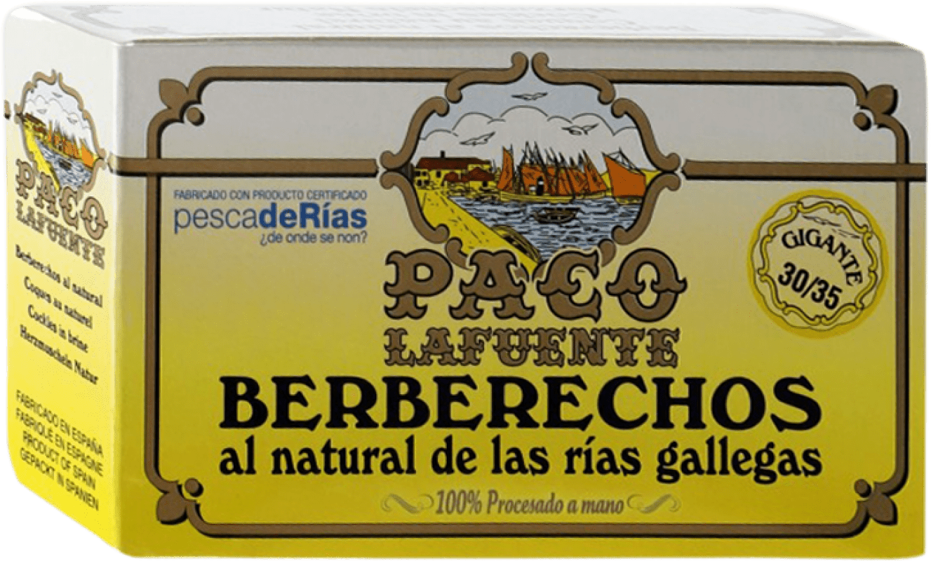 14,95 € Kostenloser Versand | Meeresfrüchtekonserven Conservera Gallega Paco Lafuente Berberechos Galizien Spanien 30/35 Stücke