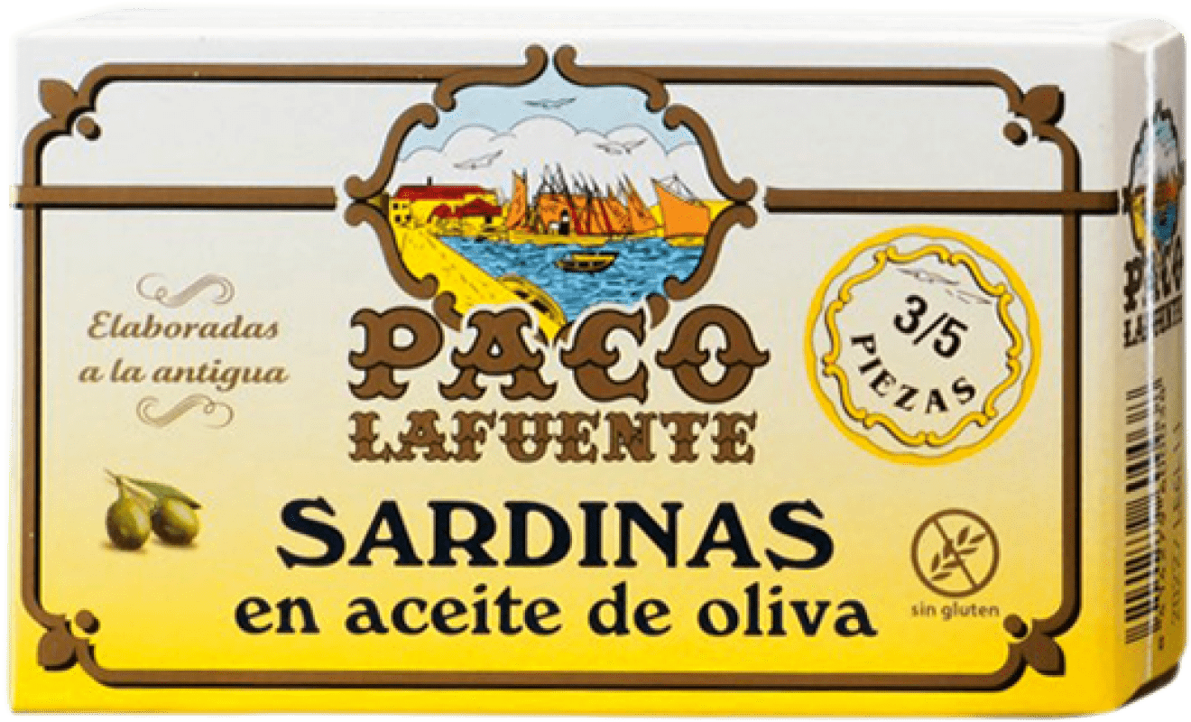 2,95 € Kostenloser Versand | Fischkonserven Conservera Gallega Paco Lafuente Sardinas en Aceite de Oliva Galizien Spanien 3/5 Stücke