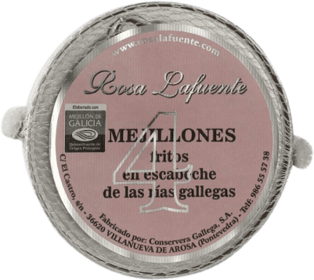 10,95 € Envoi gratuit | Conserves de Fruits de Mer Conservera Gallega Rosa Lafuente Mejillones en Escabeche Galice Espagne 4 Pièces