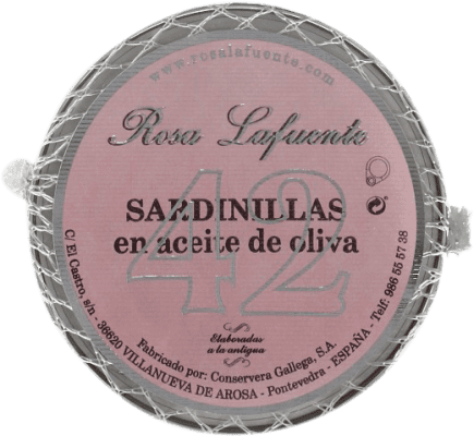 12,95 € Free Shipping | Conservas de Pescado Conservera Gallega Rosa Lafuente Sardinillas en Aceite de Oliva Galicia Spain 42 Pieces