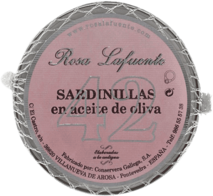 9,95 € Free Shipping | Fish Preserves Conservera Gallega Rosa Lafuente Sardinillas en Aceite de Oliva Galicia Spain 42 Pieces