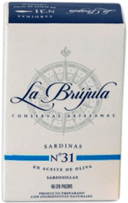 3,95 € Бесплатная доставка | Рыбные консервы La Brújula Sardinillas en Aceite de Oliva Испания 15-20 Куски