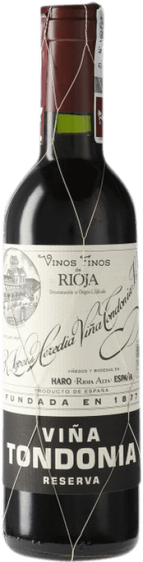 15,95 € Spedizione Gratuita | Vino rosso López de Heredia Viña Tondonia Riserva D.O.Ca. Rioja Spagna Tempranillo, Grenache, Graciano, Mazuelo Mezza Bottiglia 37 cl