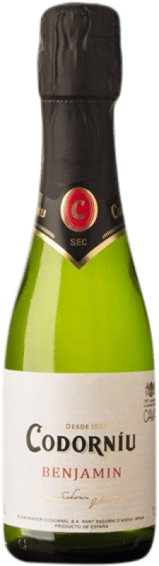 9,95 € Spedizione Gratuita | Scatola da 3 unità Spumante Bianco Codorníu Benjamín Brut D.O. Cava Catalogna Spagna Macabeo, Xarel·lo, Parellada Bottiglietta 20 cl