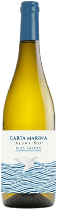 8,95 € Envio grátis | Vinho branco Vía Atlántica Carta Marina D.O. Rías Baixas Galiza Espanha Albariño Garrafa 75 cl