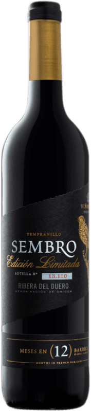 16,95 € 免费送货 | 红葡萄酒 Iberian Sembro 限量版 Crianza — 陈酿 D.O. Ribera del Duero 卡斯蒂利亚莱昂 西班牙 Tempranillo — 丹魄 75 cl
