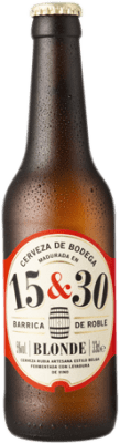 3,95 € Envio grátis | Cerveja Sherry Beer 15&30 Blonde Barrica Carvalho Andaluzia Espanha Garrafa Terço 33 cl