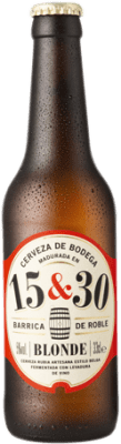 2,95 € Envio grátis | Cerveja Sherry Beer 15&30 Blonde Barrica Carvalho Andaluzia Espanha Garrafa Terço 33 cl