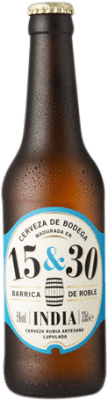 2,95 € Envio grátis | Cerveja Sherry Beer 15&30 India Barrica Carvalho Andaluzia Espanha Garrafa Terço 33 cl