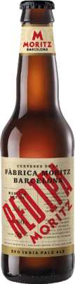 16,95 € Envío gratis | Caja de 12 unidades Cerveza Moritz Red Ipa D.O. Catalunya España Botellín Tercio 33 cl