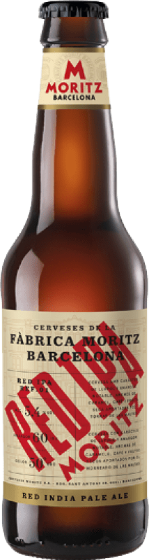 17,95 € Spedizione Gratuita | Scatola da 12 unità Birra Moritz Red Ipa Catalogna Spagna Bottiglia Terzo 33 cl